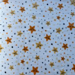 Discover Direct - Printed Cuddle Fleece Polyester Fabric Smiley Stars, White