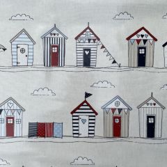 Oilcloth Printed Table Covering Beach Huts, Blue