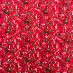 Polycotton Printed Forest Party, Red