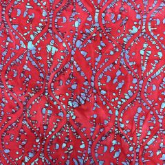 50's Bali Cotton Batik Leaves, Red