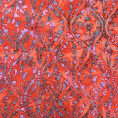 50's Bali Cotton Batik Leaves, Orange
