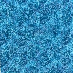 50's Bali Cotton Batik Ferns, Sky Blue