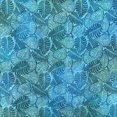 50's Bali Cotton Batik Ferns, Sea Blue