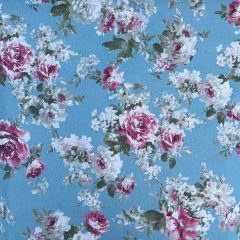 Cotton Rich Linen Look Rose Garden, Duckegg