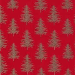 100% Cotton xMas Foil Print Evergreen, Red