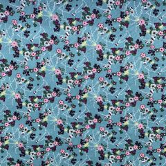 Discover Direct - Floral Print Cotton Fabric Stemly, Teal