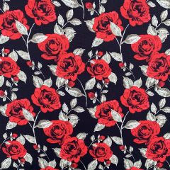 Discover Direct - Floral Print Cotton Fabric Rosa, Black