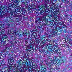 Indian Hand Dyed Batik Cotton Octopia, Purple/Blue