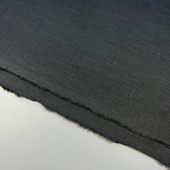 Washed Linen Woven Fabric Plain, Black