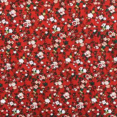 Discover Direct - Floral Print Cotton Fabric Peony, Red