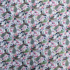Isumi Japanese Foil Cotton Print Peacock Blossom, Cream