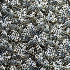 Isumi Japanese Foil Cotton Print Ocean Waves, Brown