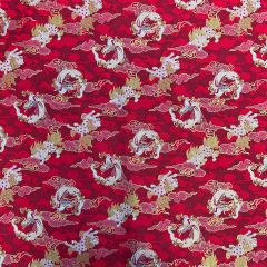 Isumi Japanese Foil Cotton Print Dragon Cloud, Red