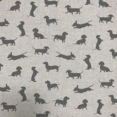 Discover Direct - Cotton Rich Linen Look Fabric, Sausage Dog Grey