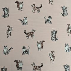 Discover Direct - Cotton Rich Linen Look Fabric Shabby Cats Pink