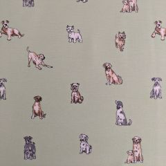 Discover Direct - Cotton Rich Linen Look Fabric Shabby Dogs Green