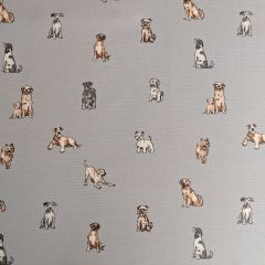 Discover Direct - Cotton Rich Linen Look Fabric Shabby Dogs Grey