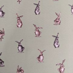 Discover Direct - Cotton Rich Linen Look Fabric Shabby Hares Green