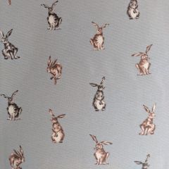 Discover Direct - Cotton Rich Linen Look Fabric Shabby Hares Grey