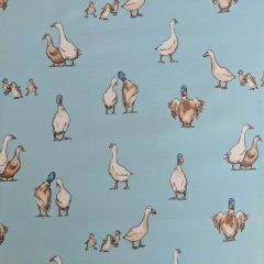 Discover Direct - Cotton Rich Linen Look Fabric Shabby Ducks Duck Egg
