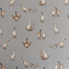 Discover Direct - Cotton Rich Linen Look Fabric Shabby Ducks Grey 