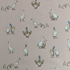 Discover Direct - Cotton Rich Linen Look Fabric Shabby Ducks Pink