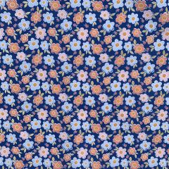 Discover Direct - Polycotton 65/35 Printed Fabric, Corin Flower Blue