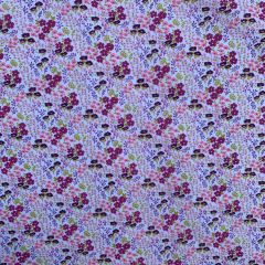 Discover Direct - Polycotton 65/35 Printed Flower Garden, White/Pink