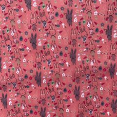 Discover Direct - Polycotton 65/35 Printed Bunny Rabbits, Pink