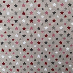 Discover Direct - Cotton Rich Linen Look Fabric Blenders Mix 'n' Match Stars, Pink