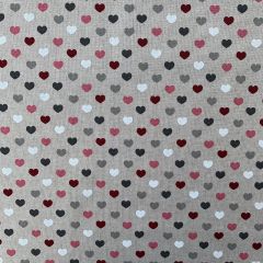 Discover Direct - Cotton Rich Linen Look Fabric Blenders Mix 'n' Match Hearts, Pink