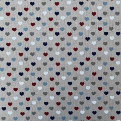 Discover Direct - Cotton Rich Linen Look Fabric Blenders Mix 'n' Match Hearts, Blue