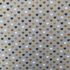Discover Direct - Cotton Rich Linen Look Fabric Blenders Mix 'n' Match Hearts, Mustard