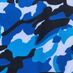 Discover Direct - Polycotton 65/35 Printed Fabric, Camouflage Royal Blue