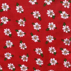Discover Direct - Polycotton 65/35 Printed Fabric, Big Daisy Red