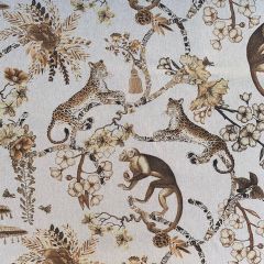 Cotton Linen Look Pop Art Chinoiserie 'Whimsy', Brown