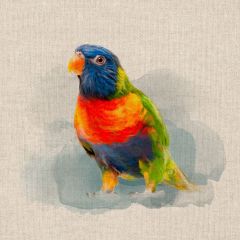 Cotton Linen Look Digital Panels & All Overs, Rainbow Parrot