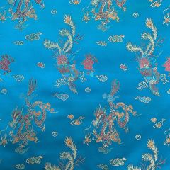 Discover Direct - Woven Chinese Brocade Dress Fabric, Dragon Turquoise