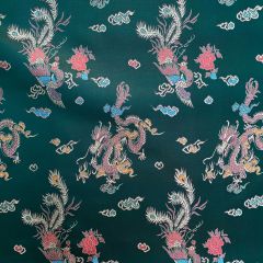 Discover Direct - Woven Chinese Brocade Dress Fabric, Dragon Bottle Green