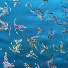 Discover Direct - Woven Chinese Brocade Dress Fabric Butterflies, Turquoise