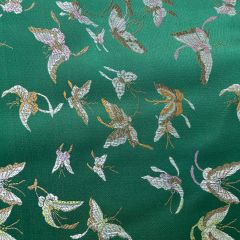 Discover Direct - Woven Chinese Brocade Dress Fabric Butterflies, Bottle Green