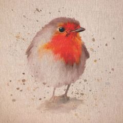 Discover Direct - Crafty Linen Cotton Rich Fabric xMas Digital Panel, Robins