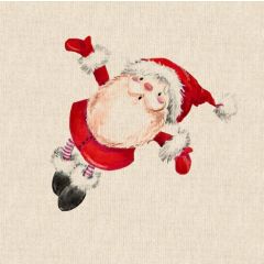 Discover Direct - Crafty Linen Cotton Rich Fabric xMas Digital Panel Flying Santa