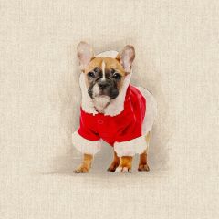 Discover Direct - Crafty Linen Cotton Rich Fabric xMas Digital Panel Christmas French Bull Dog