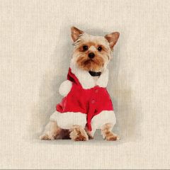 Discover Direct - Crafty Linen Cotton Rich Fabric xMas Digital Panel Christmas Yorkshir Terrier