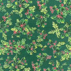 Discover Direct - Printed Lifestyle Cotton Fabric All Over Holly Green