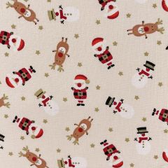 Printed Lifestyle Cotton Fabric xMas Characters, Cream