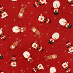 Printed Lifestyle Cotton Fabric xMas Characters, Red