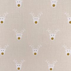 Printed Lifestyle Cotton Fabric Reindeer Face, Cream