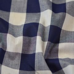 Gingham P/C 1 inch Corded Check, Navy Blue